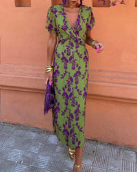 Evalena - Stylisches Axi-Kleid mit Puffärmeln für Frauen – Grün