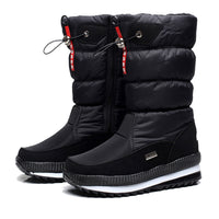 Winterschuhe Damen | Mittelhoch mit Vorderem Reißverschluss – Schwarz