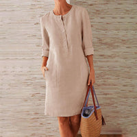 Tina - Stilvolles Damen Freizeit Kleid – Beige