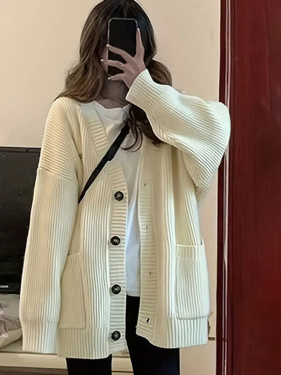 Wichase | Strickjacke mit V-Ausschnitt, warm, einfarbig, für die kühlere Jahreszeit