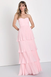 Yana - Elegantes Stufen-Maxi-Kleid – Rosa