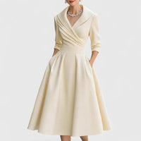 Liudmila – Formelles Midi Kleid – Beige