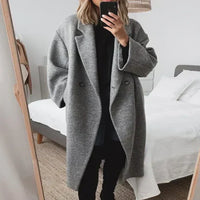 Layla | Oversized Wolljacke – Grau