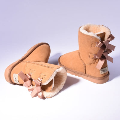 Lela | Warme Schneestiefel mit Fell und Schleifen für Frauen