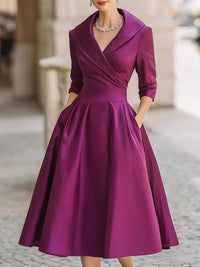Lea™ | Elegantes Midikleid mit Dezentem Glanz – Lila