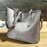 Nicole | Vintage Leder-Schulterhandtasche – Hellgrau
