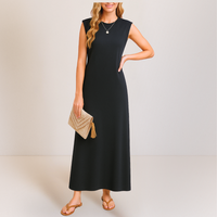 Emma™ | Elegantes langes Anti-Knitter-Kleid – Schwarz