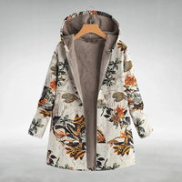 Gemütliche Patchwork-Kapuzenjacke für Frauen – Beige