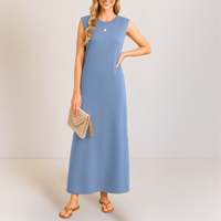 Emma™ | Elegantes langes Anti-Knitter-Kleid – Blau