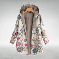 Gemütliche Patchwork-Kapuzenjacke für Frauen – Weiß