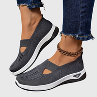 Frieda | Damen Strick Sneaker Slip-On Atmungsaktiv Leicht Komfort Alltag – Grau