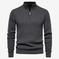 Rico | Muscle Fit Lässig gerippter Pullover – Grau
