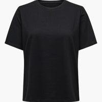 Damen T-Shirt mit Rundhalsausschnitt und kurzen Ärmeln – Schwarz