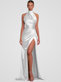 SATIN ROYALTY KLEID – Weiß
