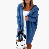 Strick Cardigan mit Kapuze für Damen – Blau