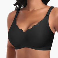 Nahtloser Damen BH ohne Bügel mit verstellbaren Trägern – Schwarz-vordere Welle