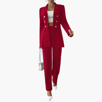 Zweiteiliger Anzug mit Damen - Blazer und geraden Hosen – Bordeaux