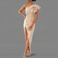 Xylina | Premium Off-Shoulder Ruffle Sleeve Midi Kleid – Aprikose