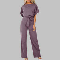 Amber | Damen Overall Fledermausärmel Bindegürtel Weites Bein – Lila