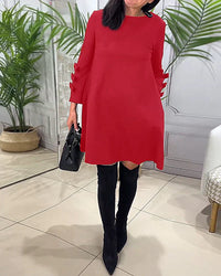 Ava - Langärmliges, lässiges Kleid – Rot