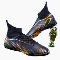 Herren-Fußball schuhe mit Schnürverschluss und Knöchelkragen – Schwarz