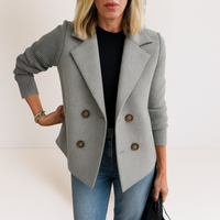 Martine™ | Elegante Jacke mit Strickärmeln – Grau