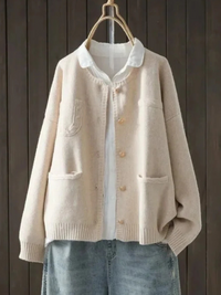 Marcella | Gestrickter Cardigan – Aprikose