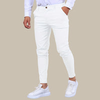 Chinohose für Herren - Slim Fit Stretch-Hose für den Sommerurlaub – Weiß
