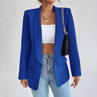 Damen-Blazer mit Langarmkonstruktion | sachliche Linienstruktur – Blau