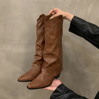 Knöchelstiefel Cowboy Stiefel Damen – Khaki