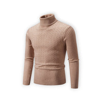 Klassischer Rollkragenpullover für Herren mit Rippstruktur – Taupe