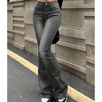 Damen-Jeans mit hoher Taille | ausgestelltes Bein – Grau