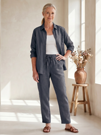 Noor | Langarmshirt mit tapered Pants Set – Grau
