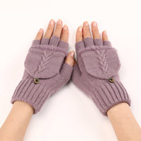 GloveGleam – Gestrickte Fingerlose Flip Handschuhe – Violett