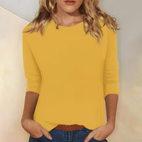 Katherina - Bequemes Rundhals-Shirt – Gelb