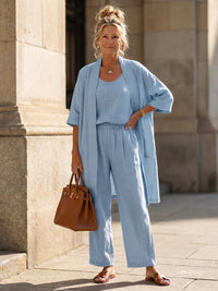 Linnea | Leichtes Leinen-Set – Blau