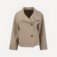 Carolyn - Eleganter Damenmantel mit einfachem Verschluss – Khaki