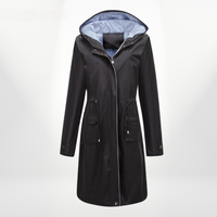 Damen Trenchcoat mit Kapuze | Wasserdicht – Schwarz