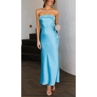 Damen Trägerloses Elegantes Kleid | Maxi – Blau