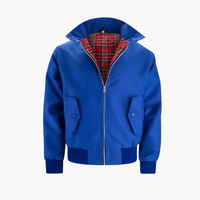 Herren Harrington Bomberjacke mit Tartan Futter – Blau
