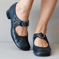 Damen Vintage Sandalen | Niedriger Absatz – Blau