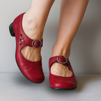 Els™ | Orthopädische Ledersandalen mit bequemer Keilsohle – Rot