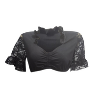 Damen Oktoberfest Bluse Dirndl | Halblang Transparent – Schwarz