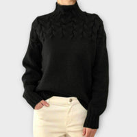 Julia | Zopfstrickpullover Damen elegant & bequem – Schwarz