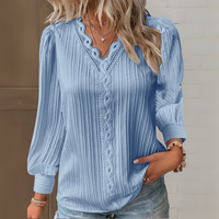 Maria™ | Elegante Bluse im Ibiza-Stil mit Spitzendetails – Blau