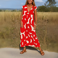 Valerie™| Luftiges Kleid mit V-Ausschnitt – Rot
