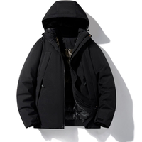 Skijacke mit Kapuze und Taschen | Winterjacke – Schwarz