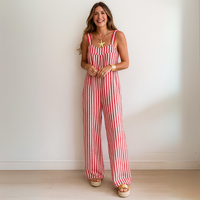 Nicole™ | Lässiger gestreifter Jumpsuit – Rot