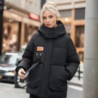 Damen Gesteppter Puffer-Mantel – Schwarz