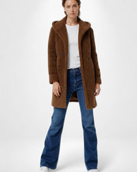 Flauschiger Mantel für Damen – Braun